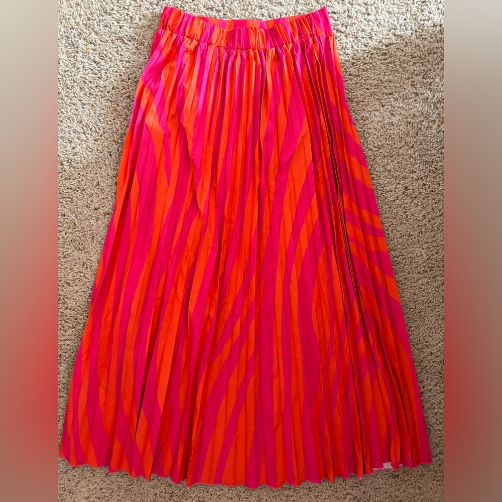 Pink and Orange Striped Maxi Skirt